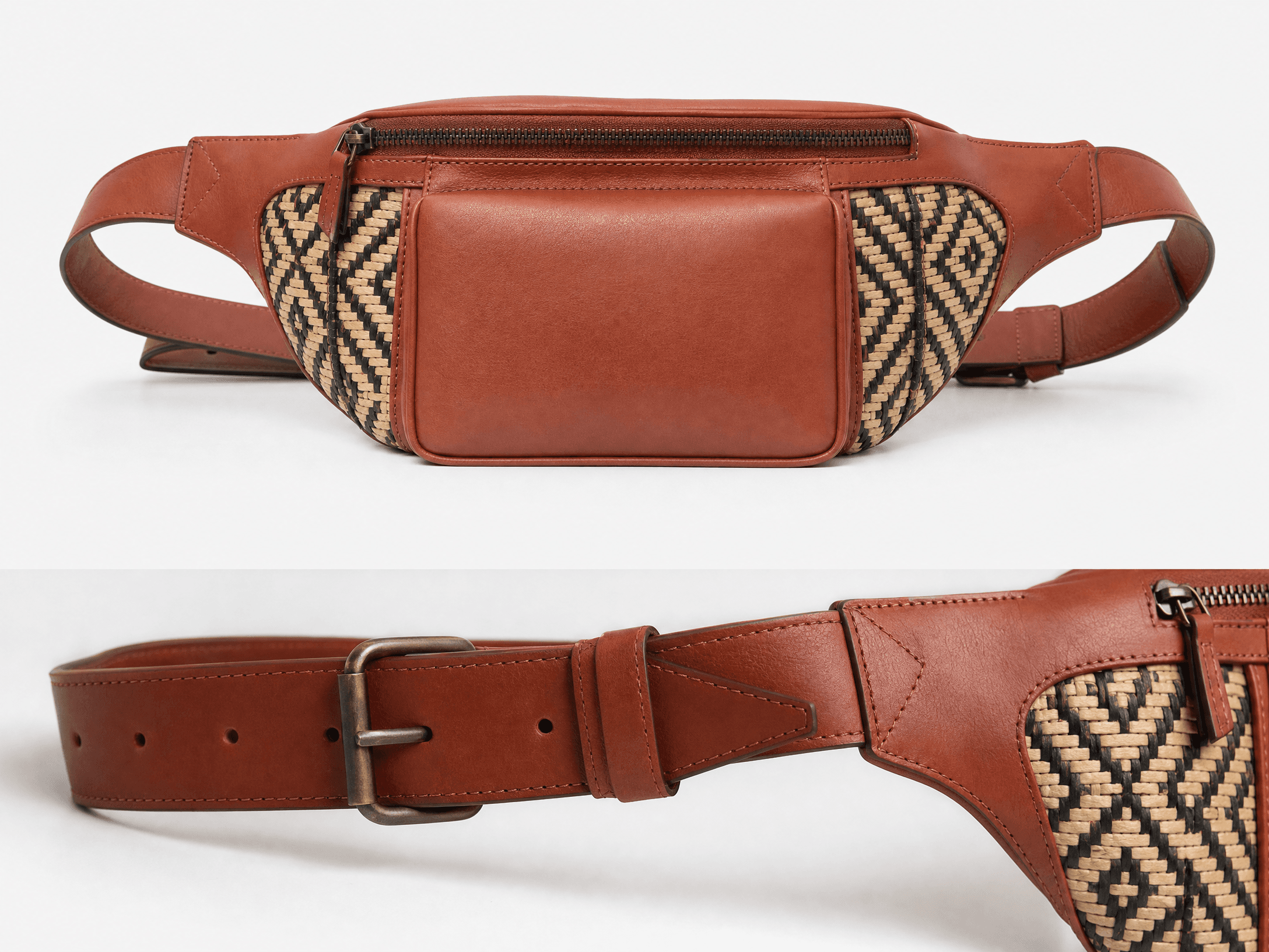 Bardo Leather & Woven Belt Bag