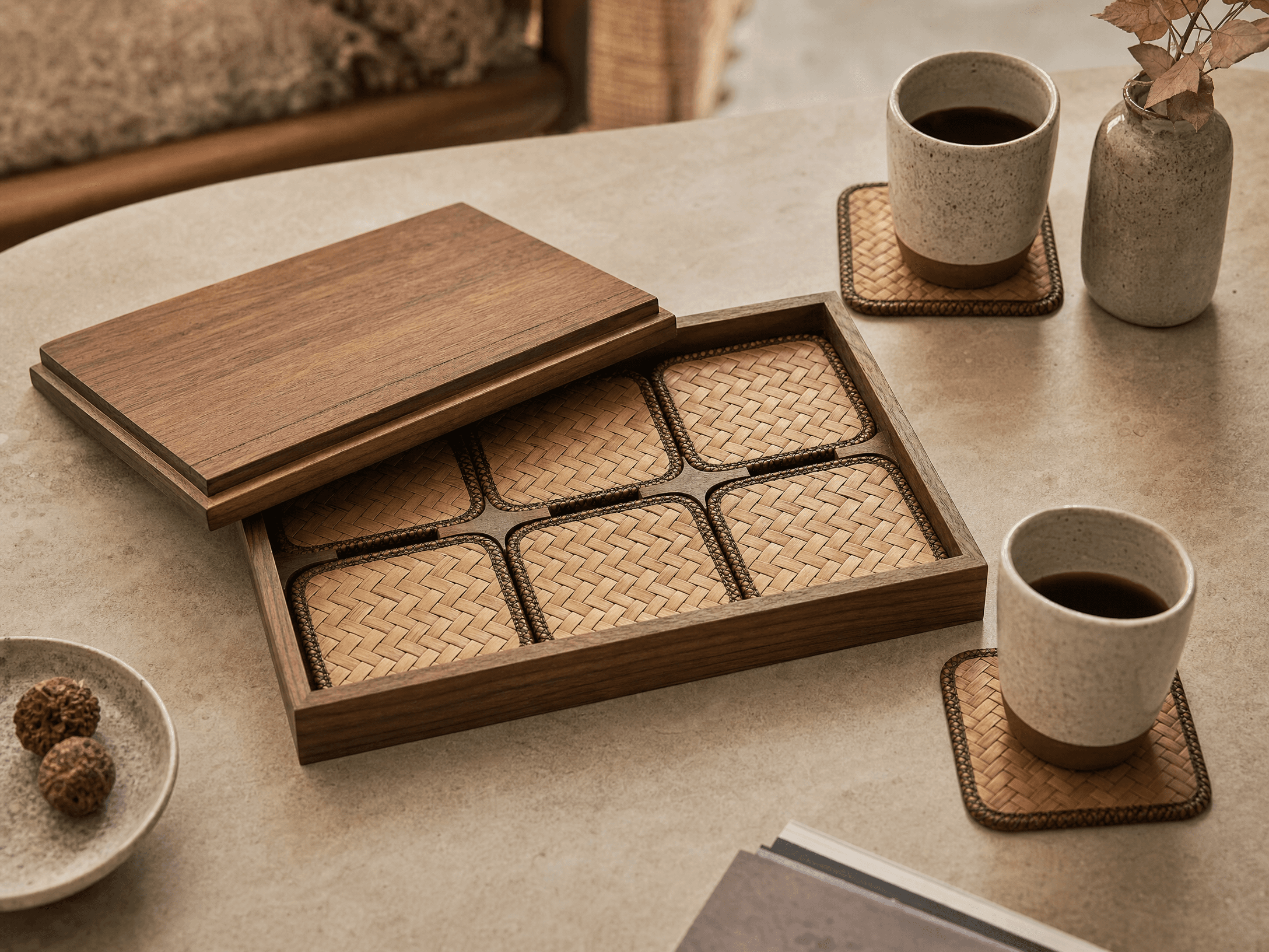 Carthage Coaster Set in Wooden Box